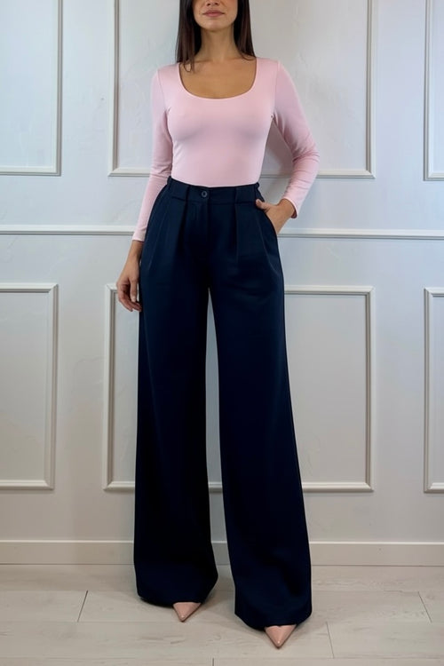 Body a manica lunga con scollo tondo