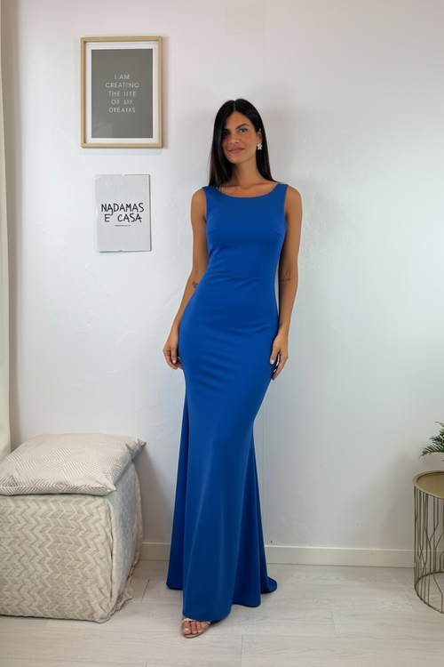 Abito cerimonia sirena scollato dietro fiocco