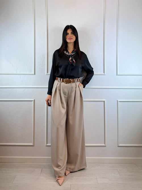 Pantalone palazzo doppia pence