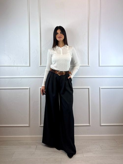 Pantalone palazzo doppia pence