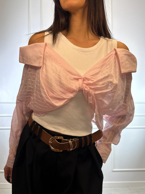 Top con camicia annodata