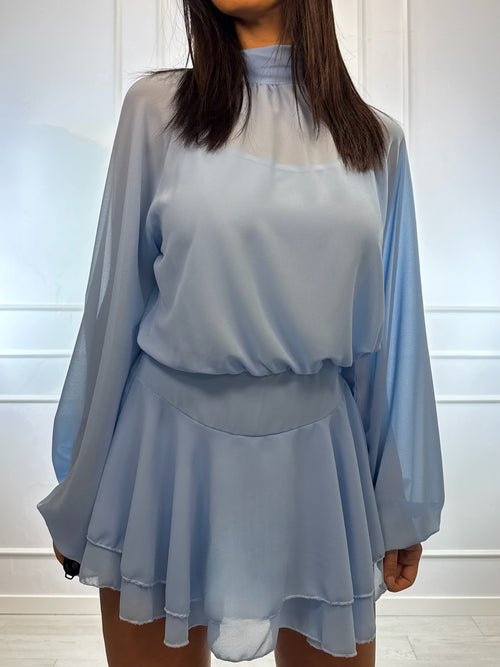 Tutina vestito corto con fiocco al collo