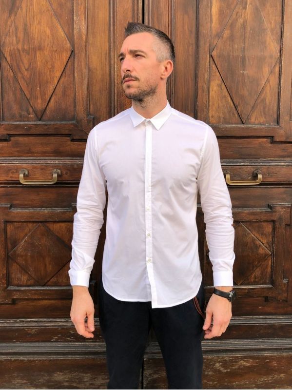 Camicia colletto bottone argento officina36