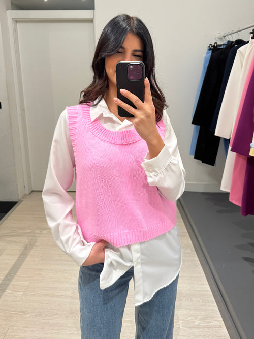 Camicia con gilet in maglia