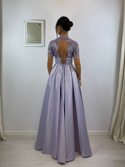 Abito Antonella manica corta paillettes
