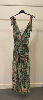 Vestito lungo floreale lacci spalline
