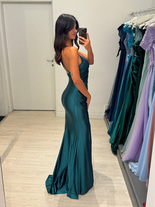 Abito cerimonia sirena raso con pieghe