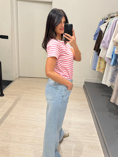 Jeans palazzo con borchie tonde