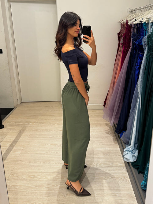 T-shirt crop Lycra manica scesa