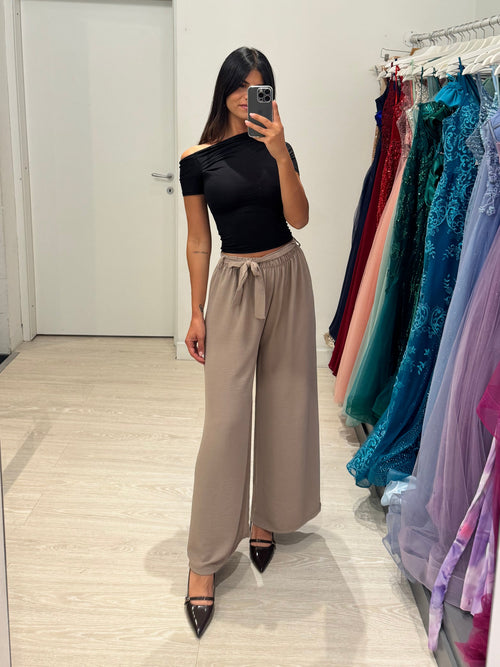 Pantalone palazzo leggero con cintura
