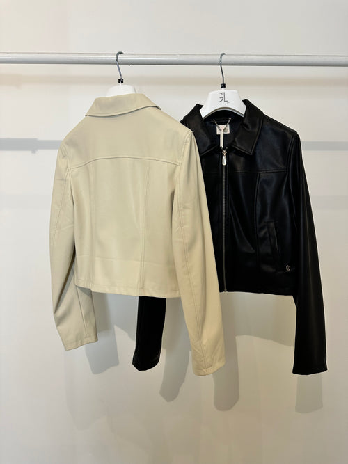 Giacca ecopelle con colletto