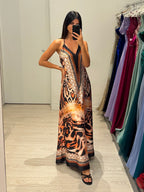 Vestito lungo leo scollo V schiena