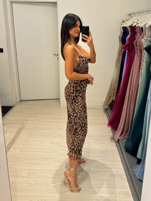 Vestito lungo tulle maculato
