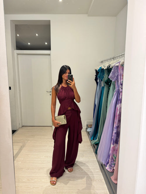 Completo lino top fasce e pantalone