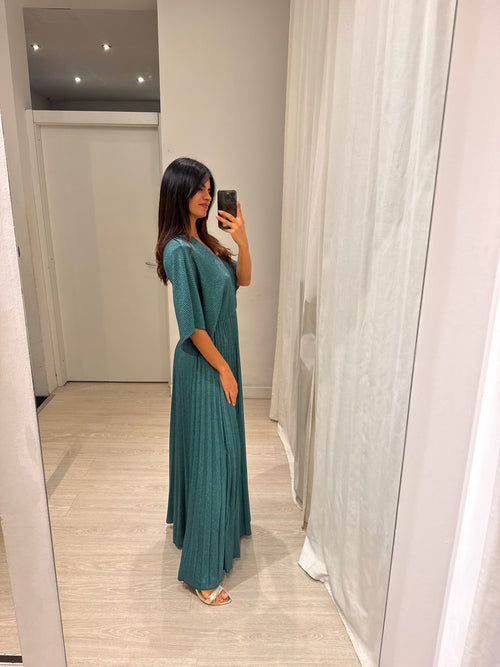 Abito cerimonia maglia plisse lurex manica