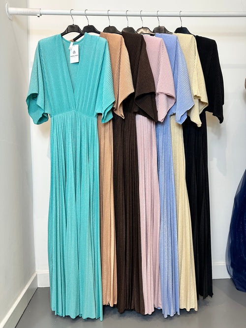 Abito cerimonia maglia plisse lurex manica
