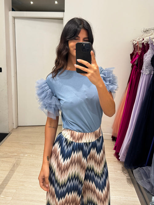 T-shirt maniche tulle