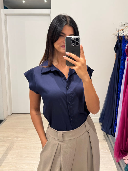 Camicia colletto manica corta raso