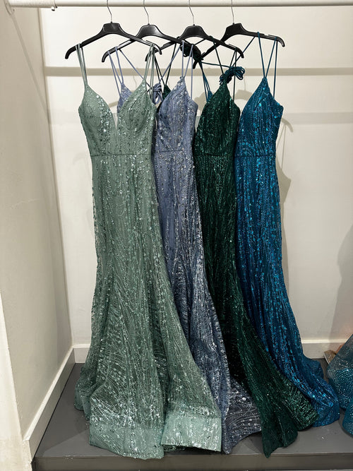 Abito sirena Lulu paillettes incrociato dietro