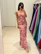 Vestito lungo fantasia scollo morbido