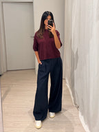 T shirt in maglia cuori in rilievo