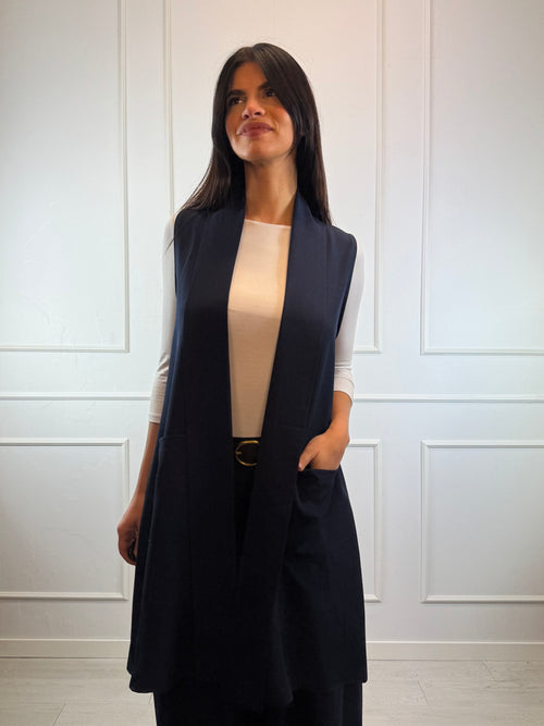 Gilet lungo con tasche