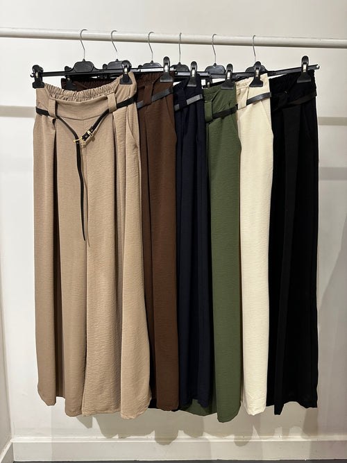 Pantalone palazzo pence vita arricciata leggero