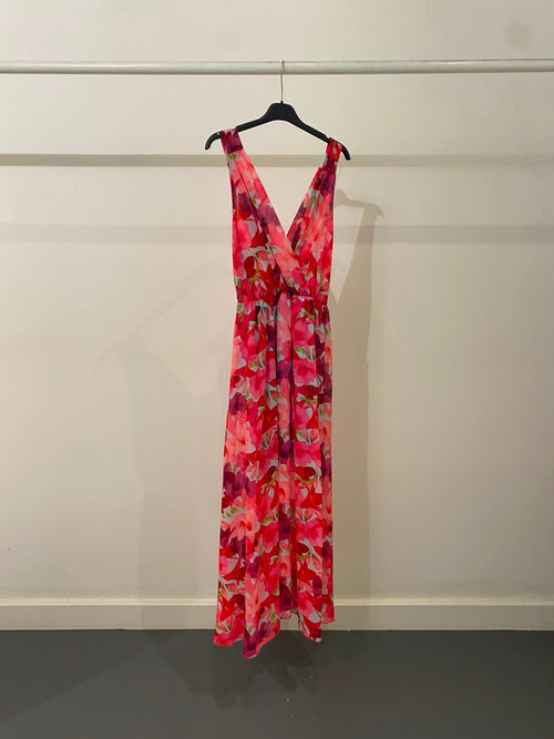 Vestito lungo scollo V fantasia mix