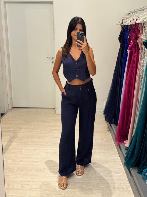 Completo lino gilet e pantalone