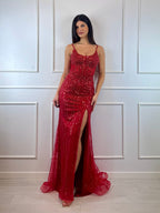 Abito cerimonia sirena paillettes gala spacco