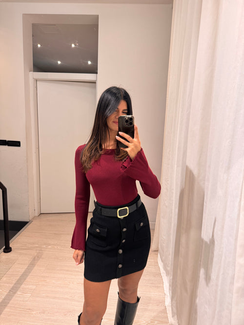 Minigonna in maglia bottoni frontali