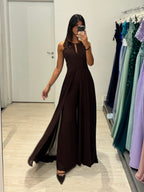 Tuta elegante scollo americano con mantella
