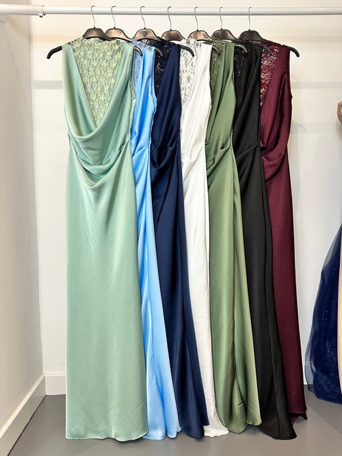 Abito cerimonia satin con pizzo