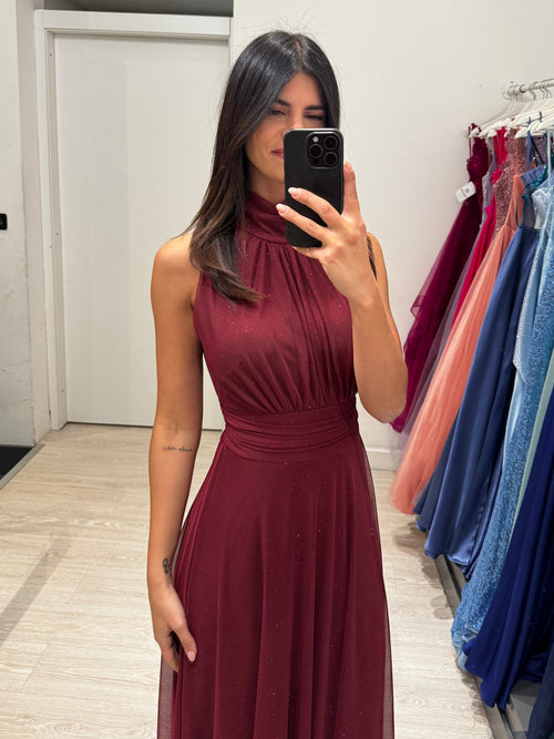 Abito Giulia cerimonia tulle brilli scollo Americana