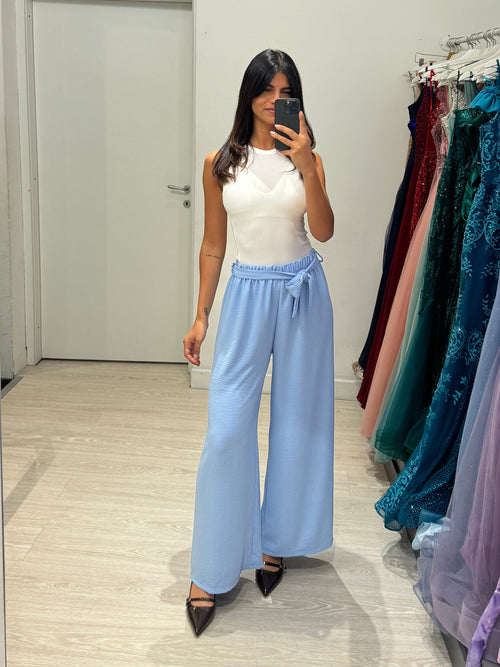 Pantalone palazzo leggero con cintura
