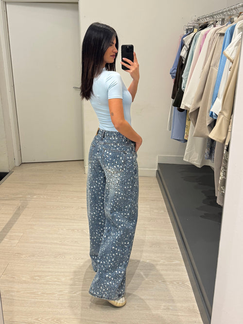 Jeans palazzo maculato