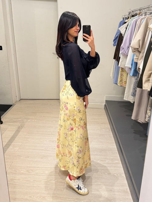 Gonna lunga raso floreale