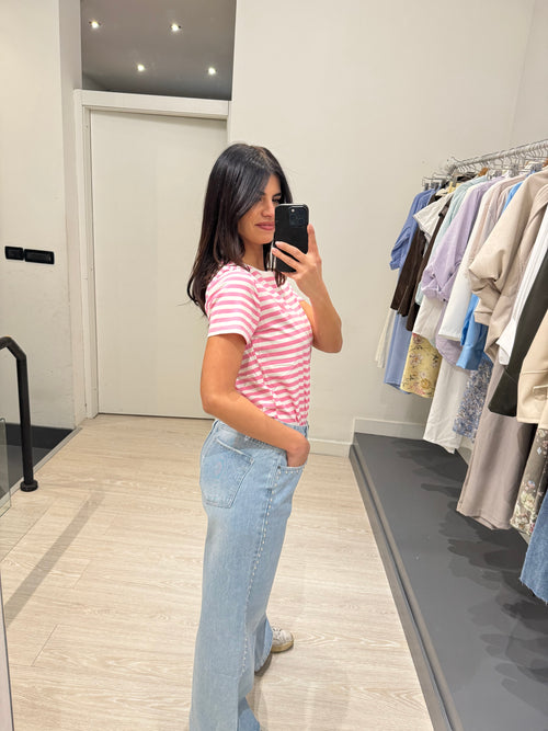 T-shirt righe con cuore