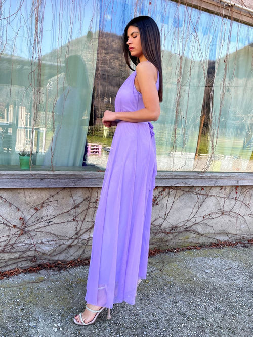 Vestito Giulia lungo tulle scollo americano