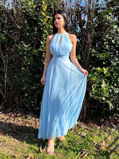 Vestito Giulia lungo tulle scollo americano