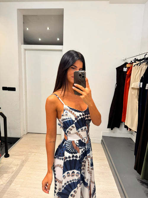 Vestito lungo fantasia fiocco schiena