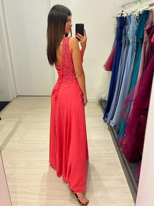 Abito cerimonia corpetto foglie