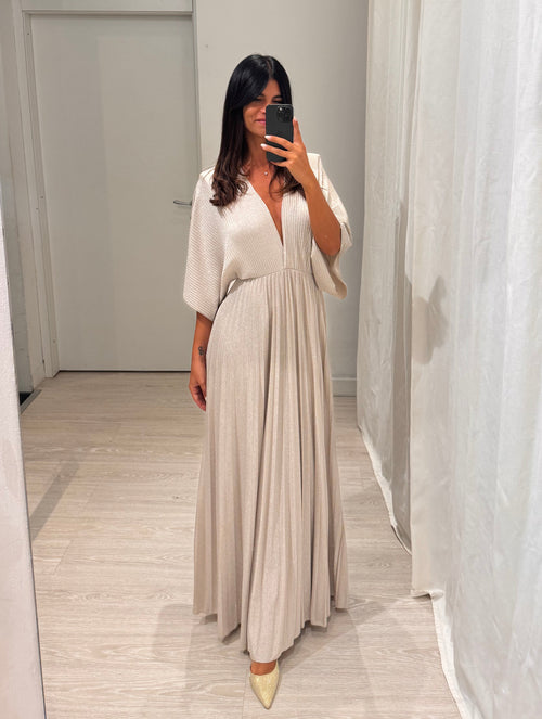 Abito cerimonia maglia plisse lurex manica
