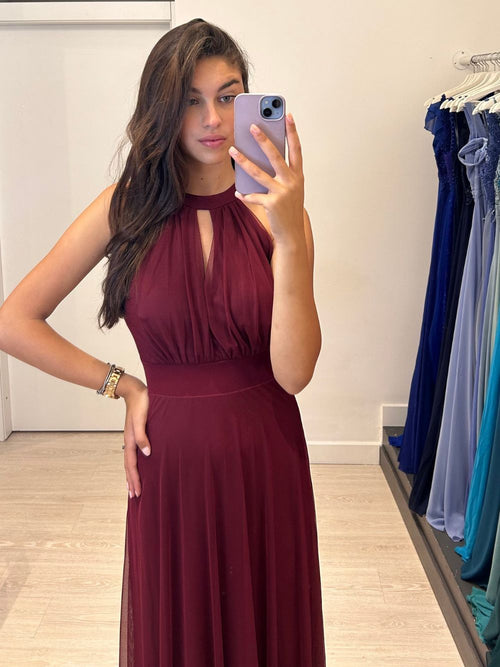 Vestito Giulia lungo tulle scollo americano