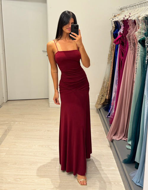 Vestito lungo arricciato con incrocio schiena