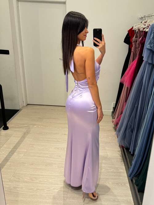 Vestito sirena scollo americana raso