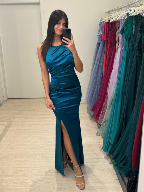 Vestito sirena scollo americana raso