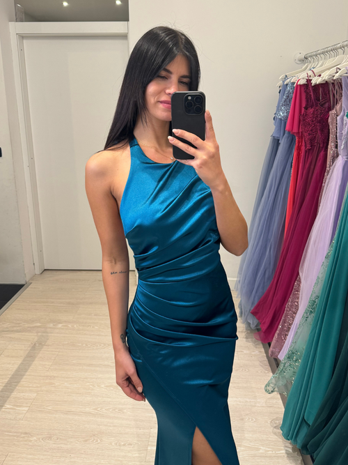 Vestito sirena scollo americana raso