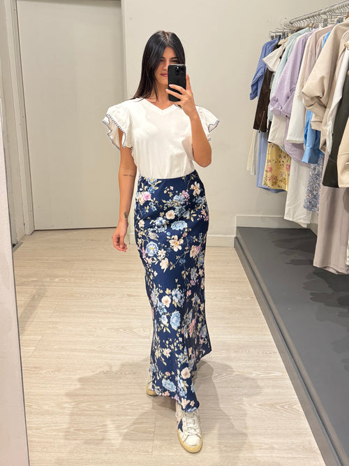 Gonna lunga raso floreale