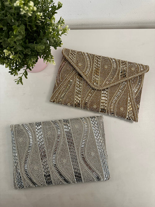 Pochette busta strass e perle